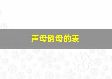 声母韵母的表