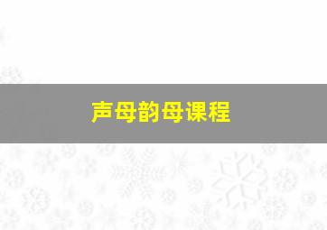 声母韵母课程