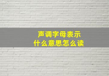 声调字母表示什么意思怎么读