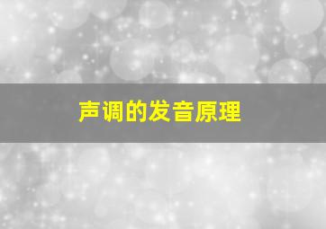 声调的发音原理