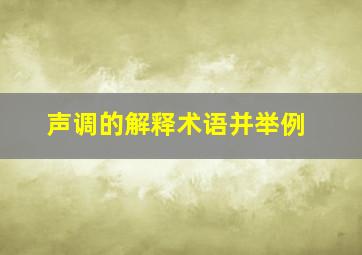 声调的解释术语并举例