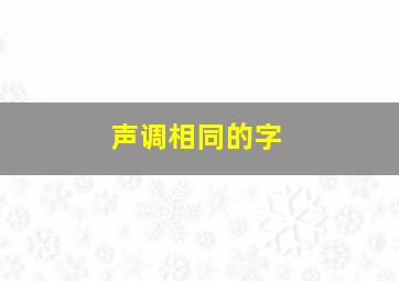 声调相同的字