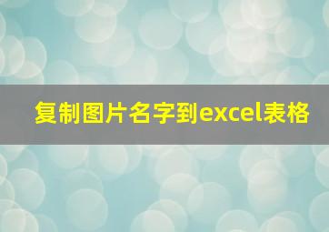 复制图片名字到excel表格