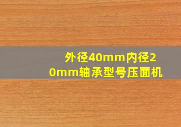 外径40mm内径20mm轴承型号压面机