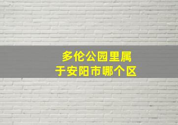 多伦公园里属于安阳市哪个区