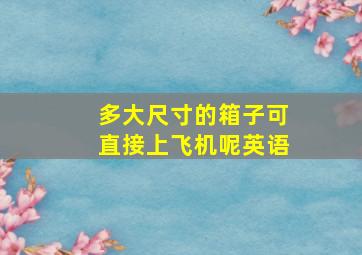 多大尺寸的箱子可直接上飞机呢英语