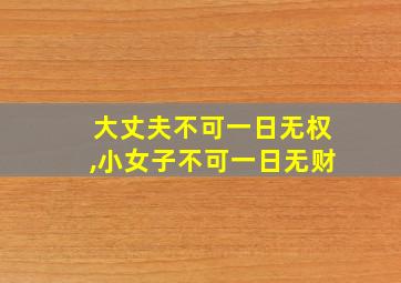 大丈夫不可一日无权,小女子不可一日无财