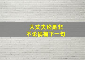 大丈夫论是非不论祸福下一句