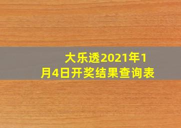 大乐透2021年1月4日开奖结果查询表