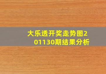 大乐透开奖走势图201130期结果分析