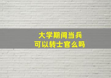 大学期间当兵可以转士官么吗