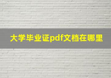 大学毕业证pdf文档在哪里