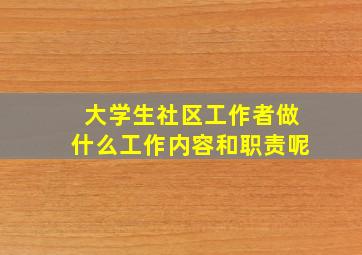 大学生社区工作者做什么工作内容和职责呢