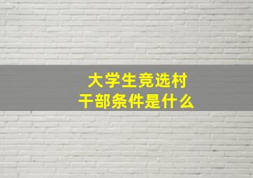 大学生竞选村干部条件是什么