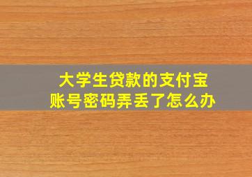 大学生贷款的支付宝账号密码弄丢了怎么办