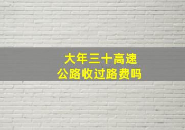 大年三十高速公路收过路费吗