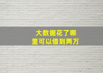 大数据花了哪里可以借到两万