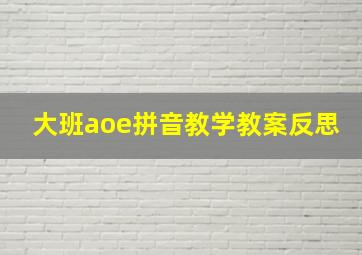 大班aoe拼音教学教案反思