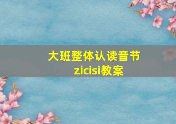 大班整体认读音节zicisi教案