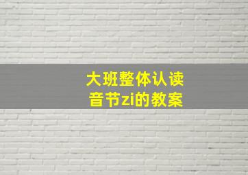 大班整体认读音节zi的教案