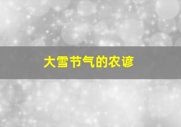 大雪节气的农谚