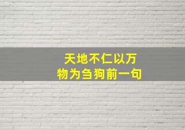 天地不仁以万物为刍狗前一句