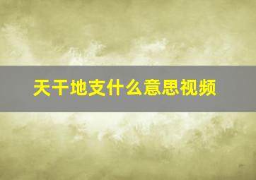 天干地支什么意思视频