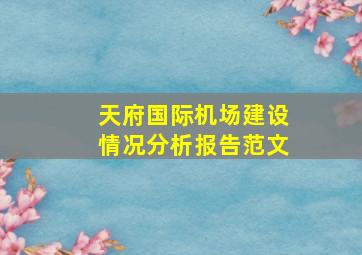 天府国际机场建设情况分析报告范文