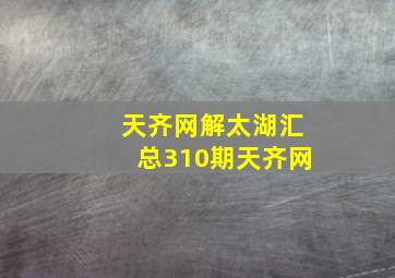 天齐网解太湖汇总310期天齐网