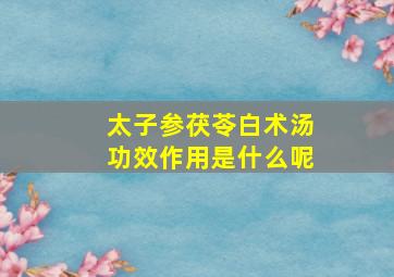 太子参茯苓白术汤功效作用是什么呢