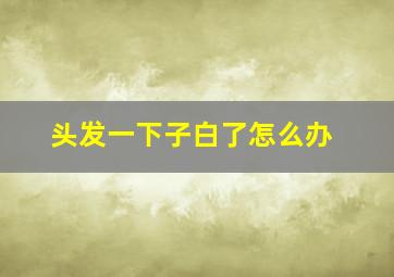 头发一下子白了怎么办