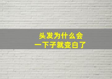 头发为什么会一下子就变白了