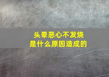 头晕恶心不发烧是什么原因造成的