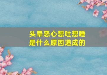 头晕恶心想吐想睡是什么原因造成的