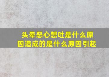 头晕恶心想吐是什么原因造成的是什么原因引起