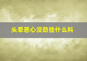 头晕恶心没劲挂什么科