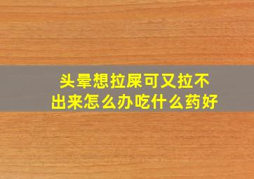 头晕想拉屎可又拉不出来怎么办吃什么药好