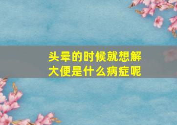 头晕的时候就想解大便是什么病症呢