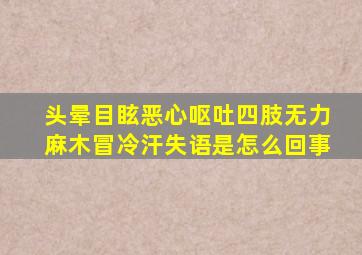 头晕目眩恶心呕吐四肢无力麻木冒冷汗失语是怎么回事