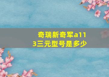 奇瑞新奇军a113三元型号是多少