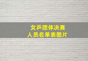 女乒团体决赛人员名单表图片