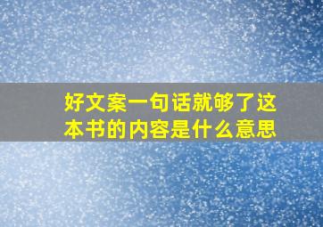 好文案一句话就够了这本书的内容是什么意思