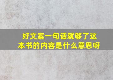 好文案一句话就够了这本书的内容是什么意思呀