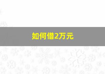 如何借2万元