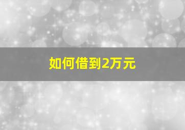 如何借到2万元