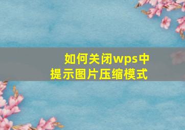 如何关闭wps中提示图片压缩模式