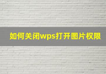 如何关闭wps打开图片权限