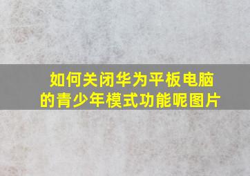 如何关闭华为平板电脑的青少年模式功能呢图片