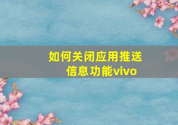 如何关闭应用推送信息功能vivo