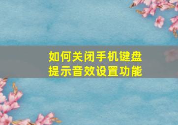 如何关闭手机键盘提示音效设置功能